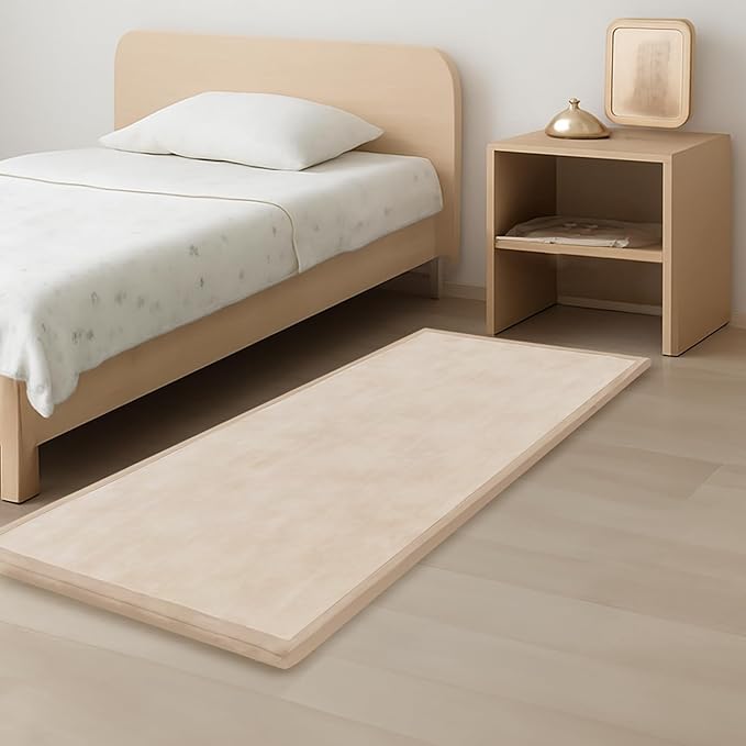 1.3" Thick Baby Play Mat for Floor, 28x72 Foam Tummy Time Mat, Padded Support Soft Plush Bedside Rugs for Infant Kids Toddler Crawling Kick Activity (Beige)-BubblyBeeBaby