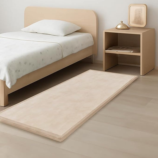 1.3" Thick Baby Play Mat for Floor, 28x72 Foam Tummy Time Mat, Padded Support Soft Plush Bedside Rugs for Infant Kids Toddler Crawling Kick Activity (Beige)-BubblyBeeBaby