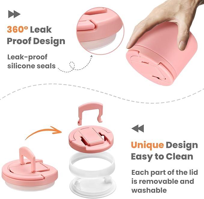 14oz Insulated Vacuum Food Jar with Buckle Lid,Soup Thermo for Hot Food Kids,Wide Mouth Leakproof Stainless Steel Lunch Container with Spoon-Pink-BubblyBeeBaby