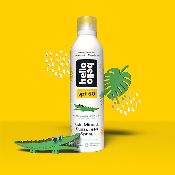 Hello Bello SPF 50 Mineral Sunscreen Spray - Hypoallergenic Broad Spectrum UVA + UVB Protection - Reef Friendly & Water Resistant - 5 oz (Pack of 2)-BubblyBeeBaby
