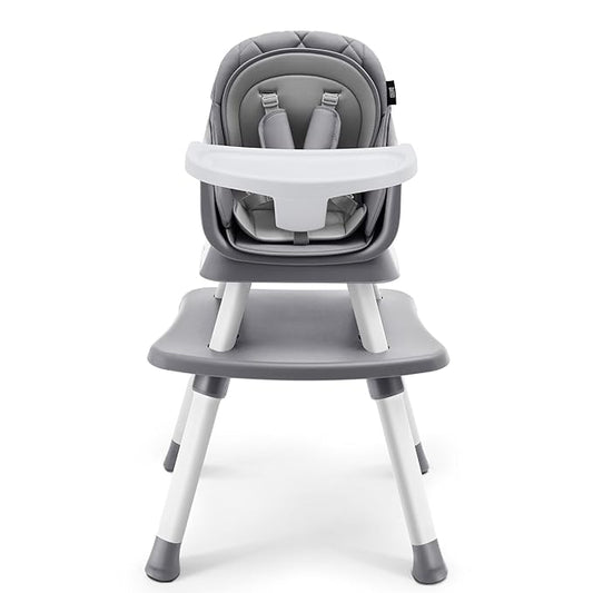 HARPPA 6 in 1 Baby High Chair, Convertible Infant Feeding Chair for Babies & Toddlers Table, Dining Booster Seat with Removable Tray, Grey-BubblyBeeBaby