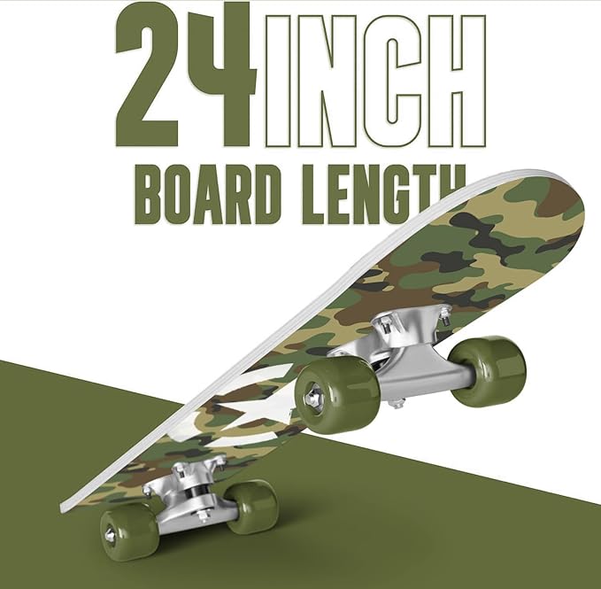 24 inch Rude Boyz Mini Cruiser Skateboard - Aluminium Trucks - Kids Skateboard Ages 5-8 Beginner - Skateboards for Kids-BubblyBeeBaby