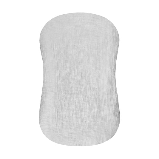 Hooyax Muslin Baby Lounger Cover Soft Organic Cotton Slipcover Fits Newborn Lounger for Baby Boys and Girls (Light Gray)-BubblyBeeBaby