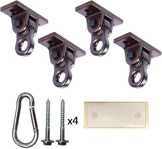 Heavy Duty Bronze Swing Hangers Screws Bolts Included Over 5000 lb Capacity Playground Porch Yoga Seat Trapeze Wooden Sets Indoor Outdoor (4 Pack)-BubblyBeeBaby