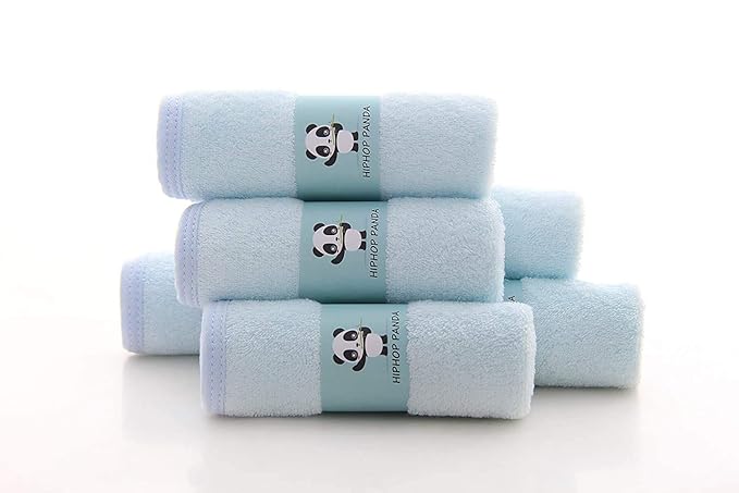 HIPHOP PANDA Baby Washcloths, Rayon Made from Bamboo - 2 Layer Ultra Soft Absorbent Newborn Bath Face Towel - Reusable Baby Wipes for Delicate Skin - Blue, 30 Pack-BubblyBeeBaby