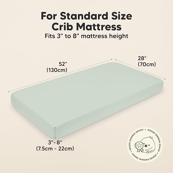 KeaBabies 2-Pack Organic Crib Sheets for Boys, Girls - 52x28 Fitted Crib Mattress Sheet Neutral, Breathable Jersey Cotton Cover for Baby Bed, Toddler Mattress, Soft & Cute Prints (Sage)-BubblyBeeBaby