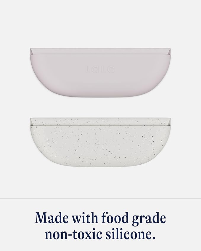 Lalo The Bib - Waterproof, Non-Toxic Silicone Baby Bib with Adjustable Neck Band & Silicone Food Pouch Catcher, Set of 2-BubblyBeeBaby