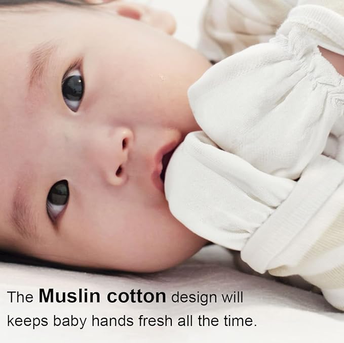 Newborn Mittens No Scratch 100% Cotton Mitts Boy Girl baby mittens 0-6 months 6 Pack-BubblyBeeBaby