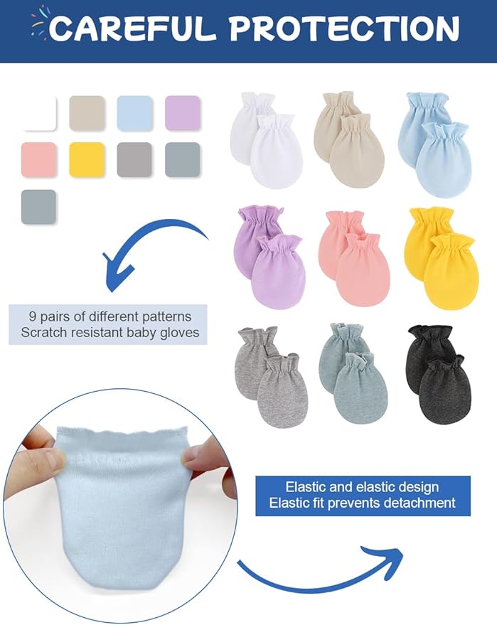 Cute Baby Mittens Newborn, No Scratch Baby Boy Mittens, Baby Girl Hat Gloves for Toddlers, Infant, Newborn-BubblyBeeBaby
