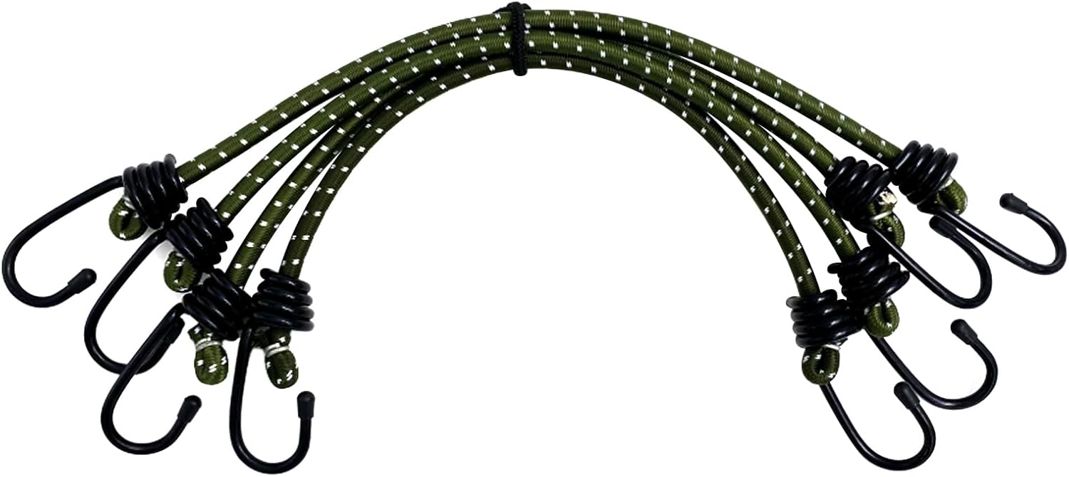 Bungee Cord Luggage Cord Resilience 18 Inch 4 Pieces for SecuringTents, Tarps, Luggage ，Truck, ATV Off-Road Motorcycle Bicycle Riding,Multi-Scenario Applicable Green