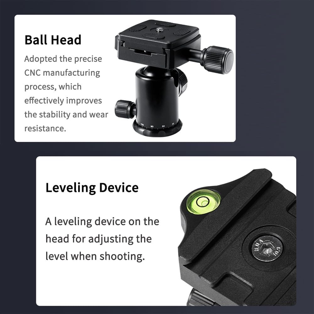 Portable Mini Tripod, 18.9" / 48cm Desk Tabletop Stand with 360° Ball Head, Compact Desktop Barcket for DSLR Camera Video Camcorder, Smartphone Shooting