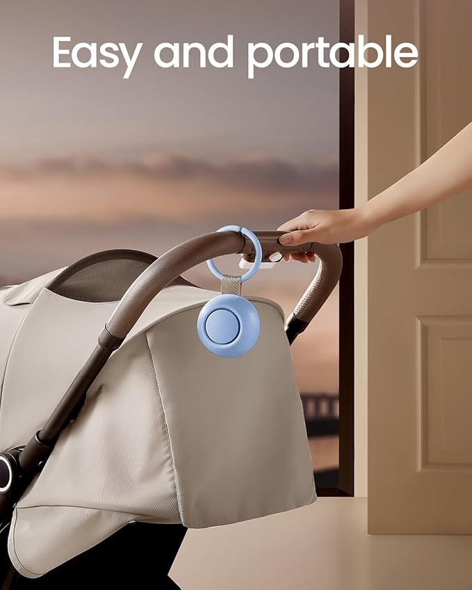 2025 Mom's Choice Awards, Portable Sound Machine for Baby Adult, AI Cry Detection, 18 Soothing Sound, Bluetooth Rechargeable White Noise Machine for Home Office Travel, Nursery Light, Blue-BubblyBeeBaby