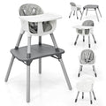 HONEY JOY 5-in-1 High Chair, Convertible Highchair for Babies and Toddlers/Kids Chair Table Set/Infant Feeding Chair w/Safety Harness, PU Leather Cushion & Removable Food Tray (Gray)