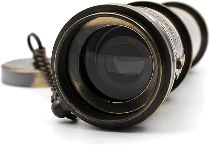 14 Inch Vintage Nautical Brass Telescope with Wood Box – Handheld Spyglass for Marine, Pirate, and Captain Use-BubblyBeeBaby