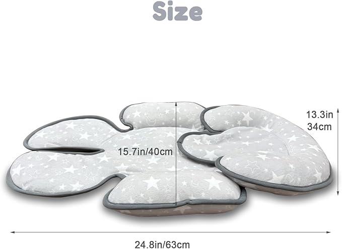 Infant Car Seat Insert, 2 in 1 Reversible Baby Car Seat Head & Body Support Cushion Pillow for Newborn,Soft Newborn Carseat Head Support Pad for Carseats, Strollers, Swings, Bouncers-BubblyBeeBaby