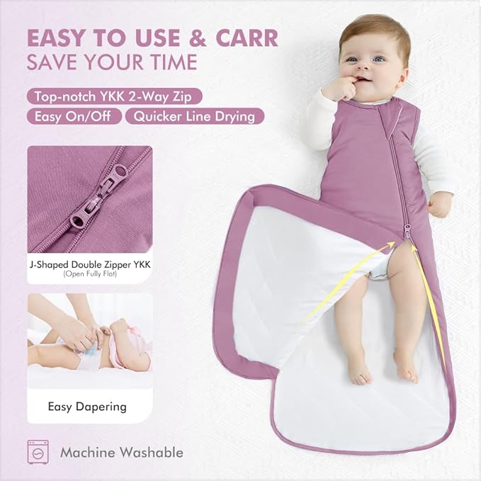 HAPIU Unisex Rayon Made from Bamboo Baby Sleep Sack TOG 1.0, 2-Way Zipper YKK, Wearable Blanket Baby-BubblyBeeBaby