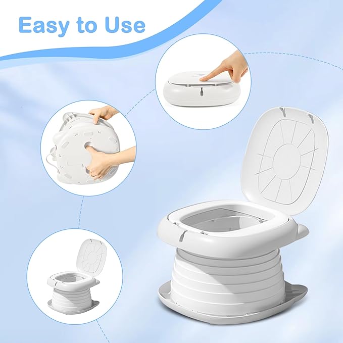 2025 Upgraded Portable Potty Training, Travel Potty for Toddler, portable toilet for kids Foldable, Apply to Seat Emergency Toilet for Camping, Outdoor,Car, Indoor(white Gray)-BubblyBeeBaby