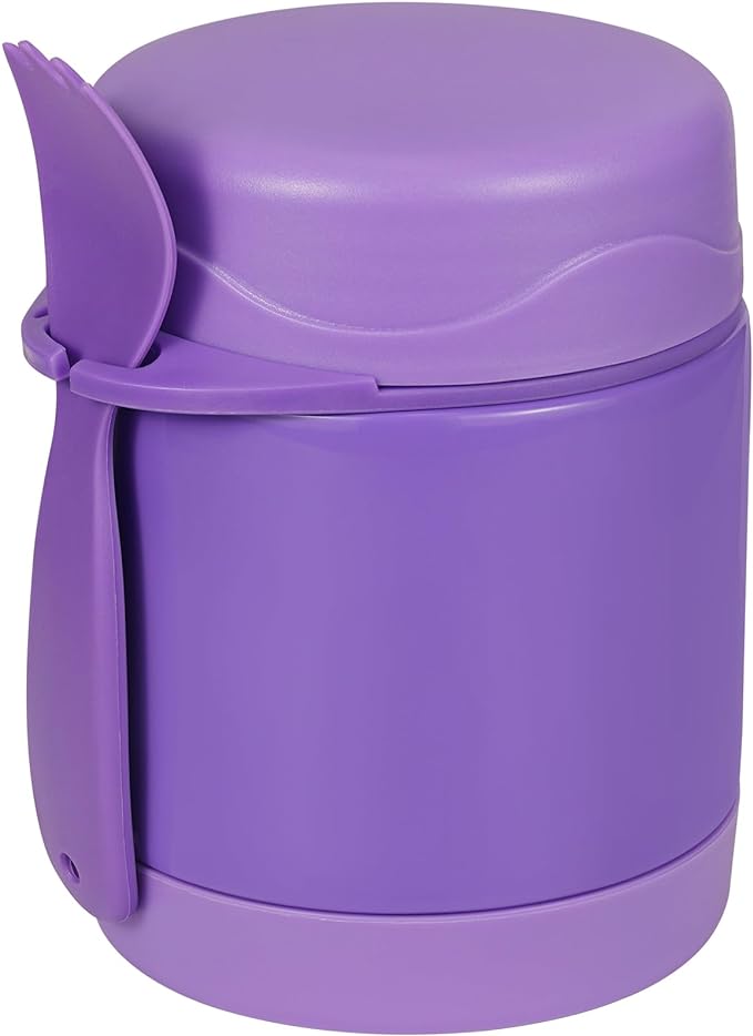 10oz Soup Thermo for Hot Food Kids,Lunch Thermo Kids Food Jar with Spoon Hot Insulated Food Containers,Leak Proof Stainless Steel Wide Mouth Lunch Food Thermo Jar for School(Purple)-BubblyBeeBaby