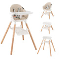 HONEY JOY Baby High Chair, 6 in 1 Convertible Wooden Highchair for Babies and Toddlers/Chair/Bar Stool, Removable Double Tray & Reversible Footrest, Safety Harness for Infant Boys Girls (Beige)