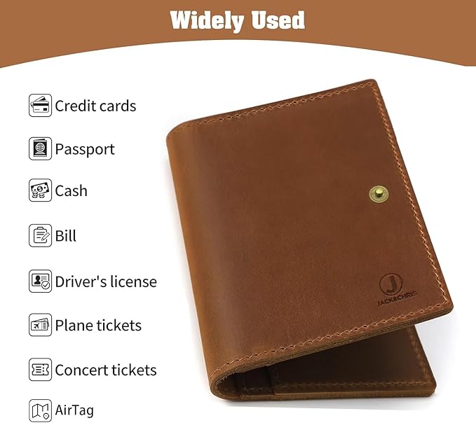 Jack&Chris Genuine Leather Passport Holder For Travel, RFID Blocking Handmade Passport Holder with Card Case Organized & Safe, Quality Travel Essentials for Women and Men for Gifting, Brown-BubblyBeeBaby