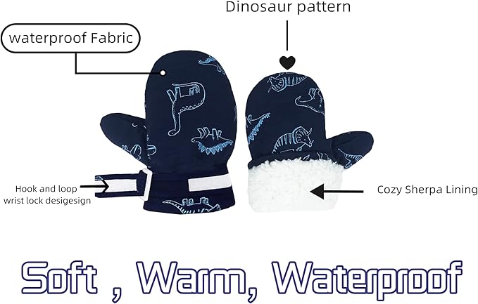 Toddler Gloves Kids Mittens Winter Warm Lined Fleece Gloves Waterproof Snow Baby Mitten for Boys Girls-BubblyBeeBaby