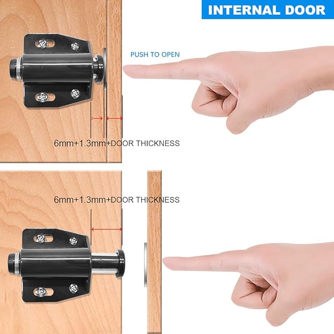 12Pack Magnetic Touch Push to Open Door Latch for Heavy Duty Door Push Release Latch Kitchen Drawer Push Catch Pop Out Latch Kitchen Closet Door Closing (Black)-BubblyBeeBaby