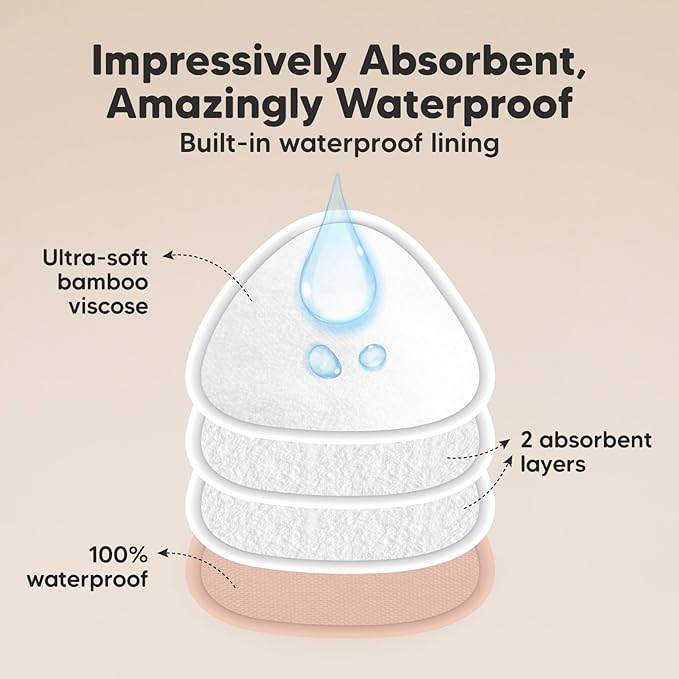 14-Pack Organic Nursing Pads - Washable Breast Pads for Breastfeeding, Nursing Bra Nipple Pads for Breastfeeding, Pumping Bra Reusable Breast Pads, Maternity Breastfeeding Bra Pads (Neutrals, L 4.8")-BubblyBeeBaby