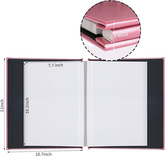 Inspirational Leather Photo Album,Magnetic Self-Stick Page Photo Album,Family Album,Hand Made DIY Albums Holds 3x5, 4x6, 5x7, 6x8 Photos (pink-always remember)-BubblyBeeBaby
