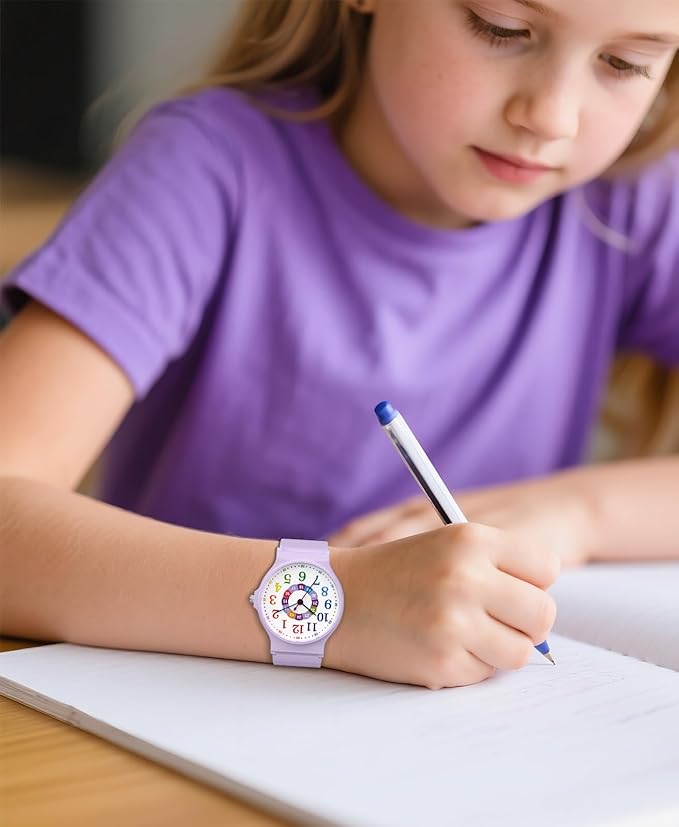 Kids Analog Watch Boys Girls, 30M Waterproof, Sports Watch for Boys, Easy to Read Children's Thin Dial Wrist Watches with Soft Band, for Ages 5-15 Kids Great Birthday Gifts Christmas Day-BubblyBeeBaby