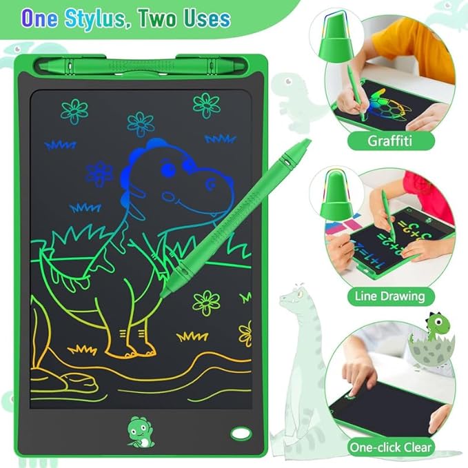 Hockvill LCD Writing Tablet for Kids 8.8 Inch, Toys for Girls Boys Drawing Pad for 3 4 5 6 7 Year Old Kid, Toddler Magnetic Doodle Board Travel Essentials Christmas Birthday Gift for Children (Green)-BubblyBeeBaby