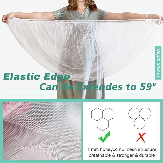 Durable Baby Stroller Mosquito Net (2 Pack) - Universal Elastic Edge Mesh Cover for Bassinets, Cradles, Playards, Car Seats & Mini Cribs | Breathable Travel Essential Newborn Protection (Pink)-BubblyBeeBaby