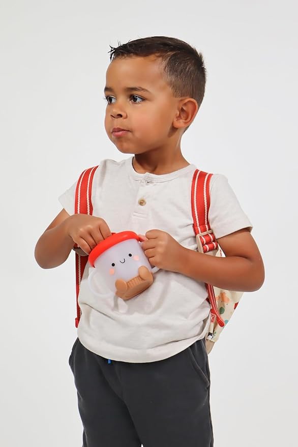 Itzy Ritzy Toddler Snack Cup - Spill-Proof Snack Cup for Toddlers with Soft Silicone Lid for Easy Food Access - Easy-To-Hold Kids Snacks Container With Handles - Ideal for 12 months & Up (Mushroom)-BubblyBeeBaby