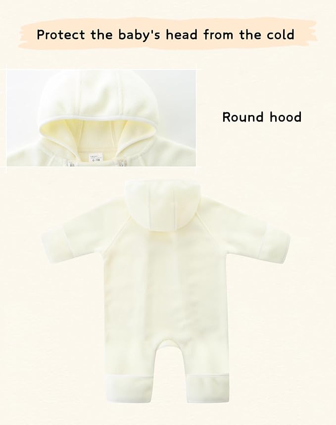 Newborn Baby Fleece Jumpsuit Girls Boys Winter Hooded Coverall Romper Cute Baby Snowsuit Clothes-BubblyBeeBaby