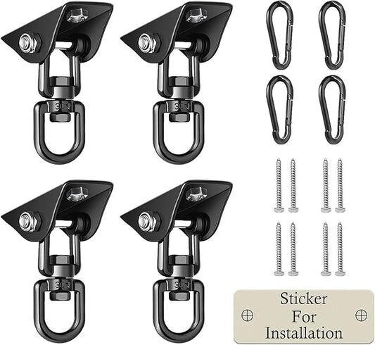 Heavy Duty Swing Hangers for Wooden Sets 2000 LB Capacity Hammock Hanger 360 Swivel Stainless Steel Swing Hardware Accessories 2 Packs for Porch Playground Yoga Heavy Bag-BubblyBeeBaby
