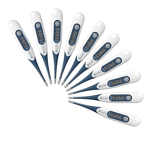 iProven Adult Digital Oral and Rectal Thermometer, Measures in 10 Seconds, with Flexible Tip, Fever Alarm, Thermometer for Kids and Babies (10 Packs)-BubblyBeeBaby