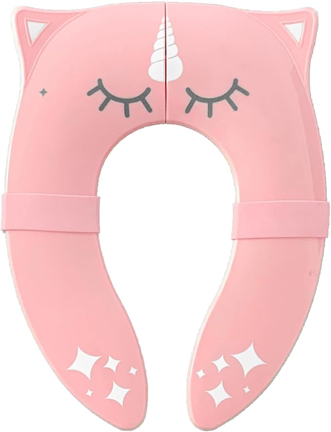 Hippypotamus Travel Potty Seat for Toddler - Folding Potty Training Seat - Portable Toilet Seat Cover for Baby & Kids (PINK Unicorn)-BubblyBeeBaby