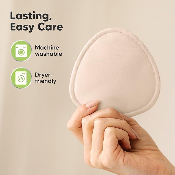 14-Pack Organic Nursing Pads - Washable Breast Pads for Breastfeeding, Nursing Bra Nipple Pads for Breastfeeding, Pumping Bra Reusable Breast Pad, Maternity Breastfeeding Bra Pad (Bare Beige, L 4.8")-BubblyBeeBaby