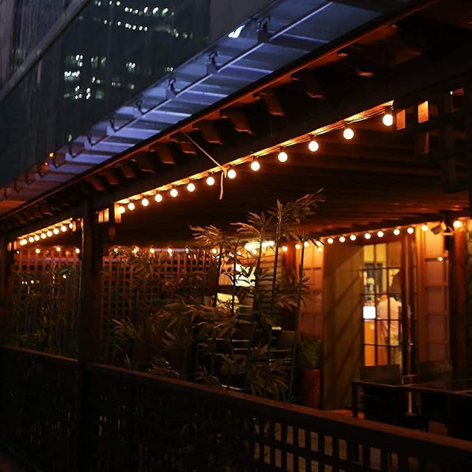 25Ft G40 LED Outdoor Christmas Frosted White String Lights with 27 G40 White Pearl Shatterproof Bulbs, Connectable Vintage Christmas Globe Patio Lights for Holiday Wedding Party Café Porch Party-White-BubblyBeeBaby