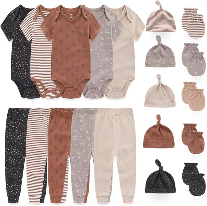 Kiddiezoom Unisex Baby Layette Essentials Giftset Clothing Set 19-Piece For Newborn Baby-BubblyBeeBaby