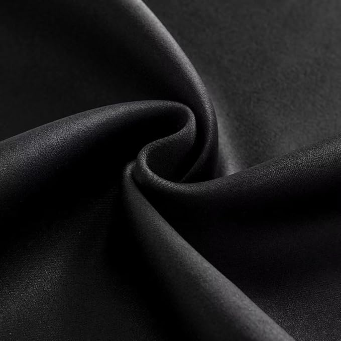 Joydeco 72 Inch Blackout Curtains for Bedroom, Black Out Curtains 72 Inch Long, Room Darkening Curtains & Drapes for Living Room Window Rod Pocket Back Tab (W52 x L72 Inch, Black)-BubblyBeeBaby