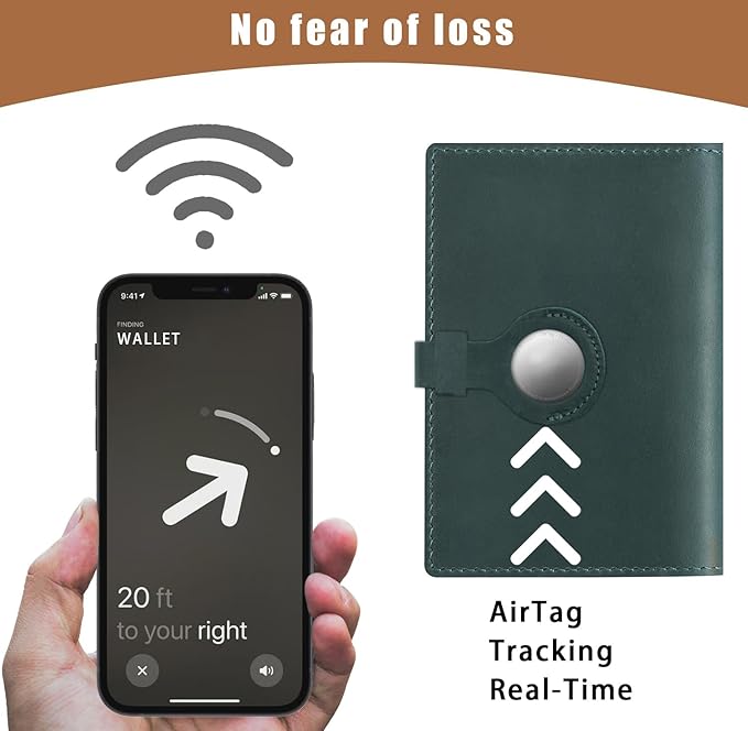 Jack&Chris Genuine Leather Passport Holder For Travel, RFID Blocking Handmade Passport Holder with Card Case Organized & Safe, Quality Travel Essentials for Women and Men for Gifting, Blue-BubblyBeeBaby