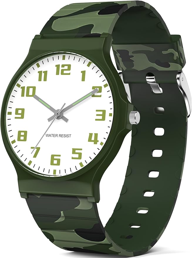 Kids Analog Watch Boys Girls, 30M Waterproof, Sports Watch for Boys, Easy to Read Children's Thin Dial Wrist Watches with Soft Band, for Ages 5-15 Kids Great Birthday Gifts Christmas Day-BubblyBeeBaby