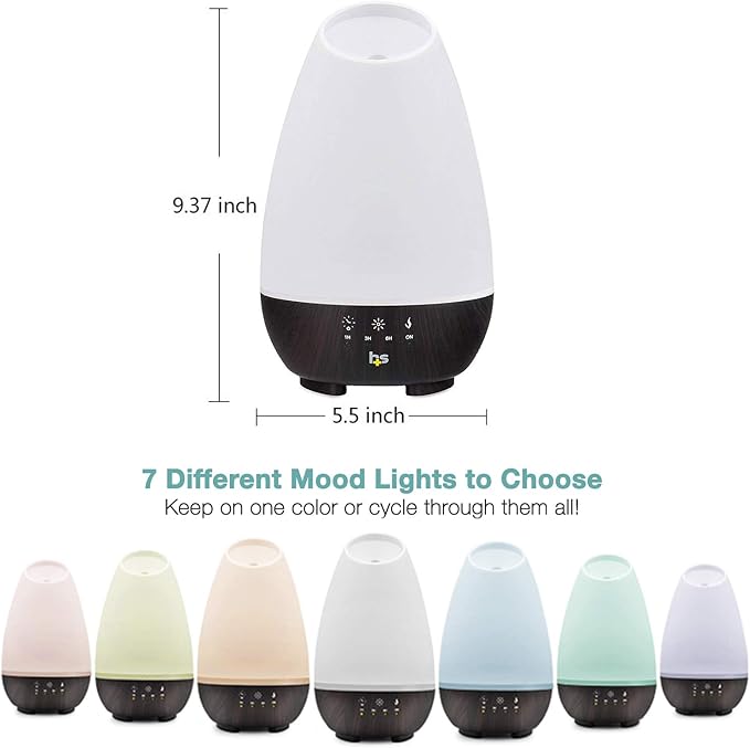 HealthSmart Essential Oil Diffuser, Cool Mist Humidifier and Aromatherapy Diffuser, FSA HSA Eligible with 500ML Tank for Large Rooms, Adjustable Timer, Mist Mode and 7 LED Light Colors, (Pack of 2)-BubblyBeeBaby
