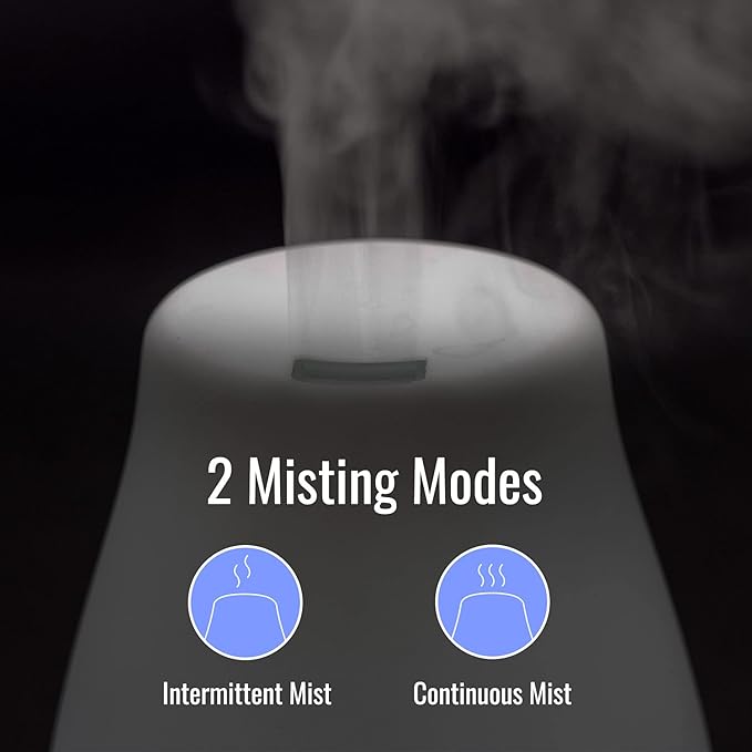 HealthSmart Essential Oil Diffuser, Cool Mist Humidifier and Aromatherapy Diffuser with 150ML Tank Ideal for Small Rooms, Adjustable Timer and Mist Mode, White-BubblyBeeBaby