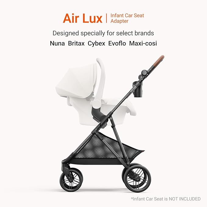 Air Lux Baby Stroller with Carbon Fiber Frame, One-Hand Fold & Reversible Seat, Magnetic 5-Pt Harness, Car Seat Adapter, 15.8lbs, Cinder-BubblyBeeBaby
