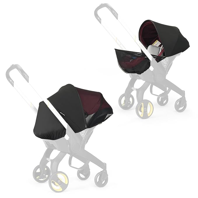 Beberoad Love 2-in-1 Car Seat Canopy - Universal Baby Car Seat Cover with Sunshade & Mesh Protection, 2-Way Zipper for Easy Access (Black)-BubblyBeeBaby