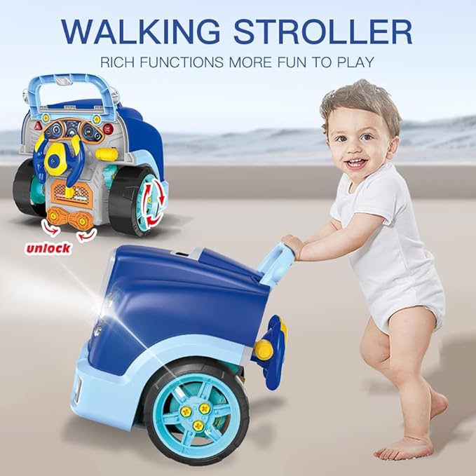 Interactive Truck Engine Toy with Removable Parts - Lights, Sounds, and Fun for Young Mechanics -Unleash Their Creativity and Motor Skills with This Truck Engine Toy (Bule)-BubblyBeeBaby