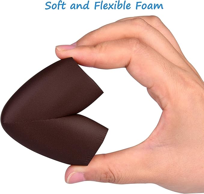 12-Pack Corner Protectors Baby Proof, Furniture Corner and Edge Safety Bumpers, Soft Rubber Foam Cushion Covers, 3M Taped Corner Guards, Baby Child Proofing Pads, Table Corner Protectors, Brown-BubblyBeeBaby
