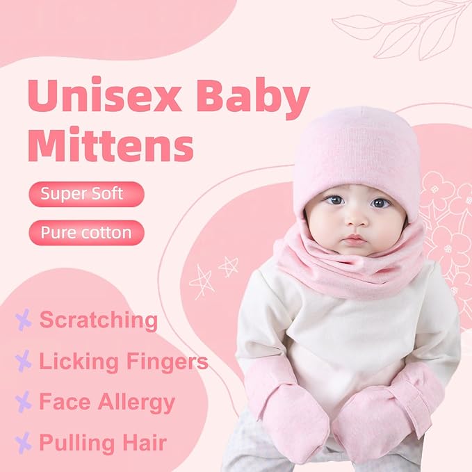 Newborn Baby Mittens Infant No Scratch Gloves Cotton Mitts for Baby Girls Boys-BubblyBeeBaby