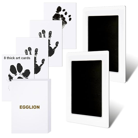 2-Pack Inkless Baby Hand and Footprint Kit with Mess-Free Ink Pad – Baby Safe Ink Pad for Hand, Foot & Paw Prints – Newborn Footprint & Paw Print Kit for Dogs and Cats – 8 Cards(Jet Black, L)-BubblyBeeBaby